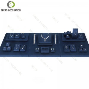 Beige & Gold Modern Customized Microfiber Luxury Jewelry Display Set for Necklaces Rings Earrings