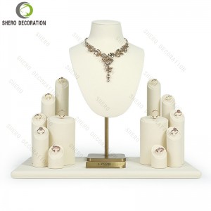 Beige Jewelry Display Props, Display Stands for Necklaces, Rings, Earrings, Bracelets and Bangles, Counter Display for Jewelry