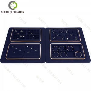 Luxury Jewelry Display Set Modular Necklace Ring Earring Stand & Tray Velvet Retail Display Props