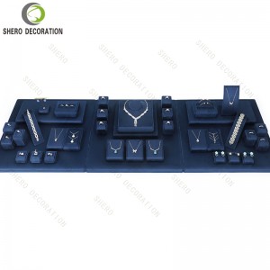 Beige & Gold Modern Customized Microfiber Luxury Jewelry Display Set for Necklaces Rings Earrings