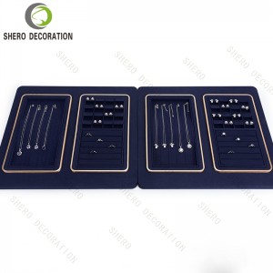 Luxury Jewelry Display Set Modular Necklace Ring Earring Stand & Tray Velvet Retail Display Props