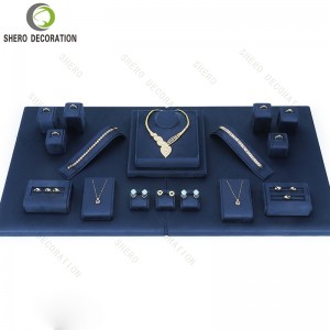 Beige & Gold Modern Customized Microfiber Luxury Jewelry Display Set for Necklaces Rings Earrings