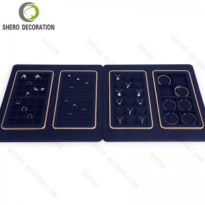 Luxury Jewelry Display Set Modular Necklace Ring Earring Stand & Tray Velvet Retail Display Props