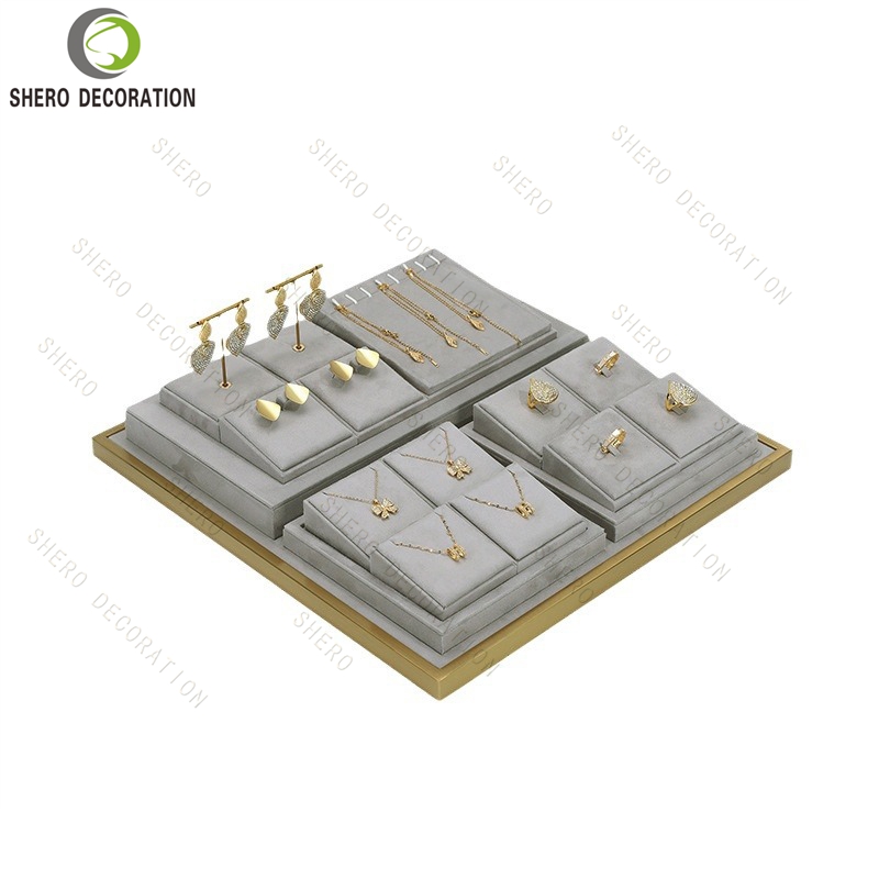 Hot Microfiber Jewelry Earring Display Stand Beige Color Jewelry Display Set for Counter Display
