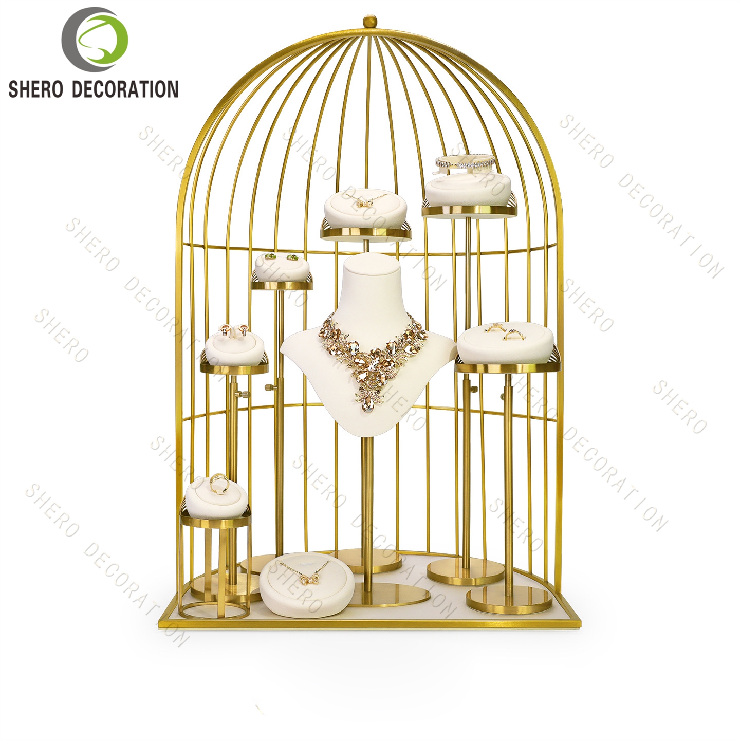 Custom Luxury Jewelry Display Set Ring Necklace Earrings Display Display Stand Props jewelry display showcase set