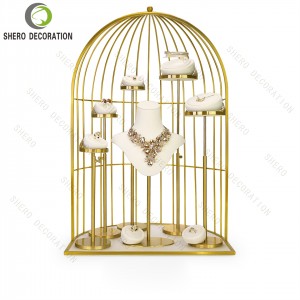 Hight End Jewelry Display Set PU Velvet Microfiber Cabinet Window Counter Jewelry Display Stands Props