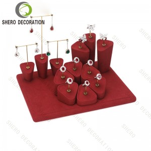 Customizable Brand Label Necklace Jewelry Counter Display Props Microfiber Luxury Jewelry Display Set