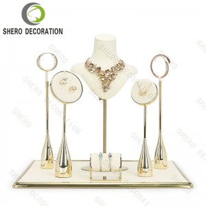High quality Customized Microfiber Luxury Jewelry Display Set for Necklaces Rings Earrings Jewelry Rack Stand