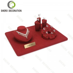 Customizable Brand Label Necklace Jewelry Counter Display Props Microfiber Luxury Jewelry Display Set