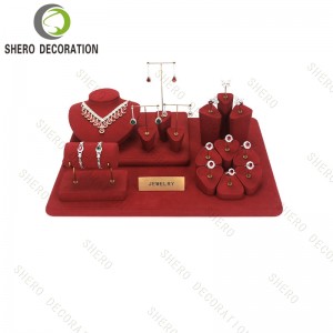 Customizable Brand Label Necklace Jewelry Counter Display Props Microfiber Luxury Jewelry Display Set