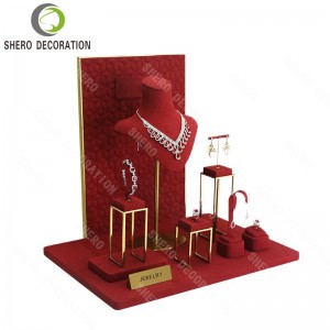 Microfiber Jewelry Display Set Custom Printed Logo Jewellery Display Props for Showcase Cabinet