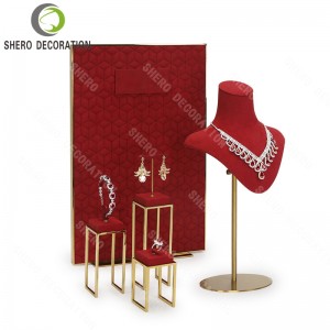 Luxury Classic Microfiber Jewelry Display Stand Set for Earrings Ring Necklace Jewlery Dispaly Set