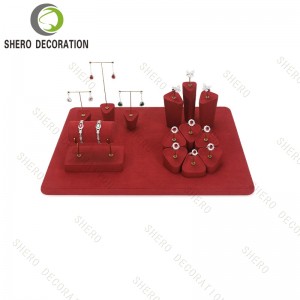 New Luxury Microfibe Jewelry Display Set for Necklace Ring Earrings Bust with Custom Logo Earrings Display Stand Jewelry
