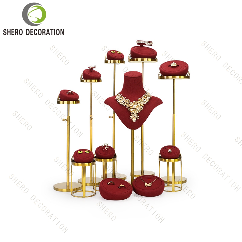 Luxury Necklace Jewelry Display Stand with Custom Velvet and Metal fine jewelry display set Customizable Color Logo