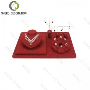 Custom Latest Design Fashion Microfiber Metal Frame Luxury Jewelry Window and Counter Display Set