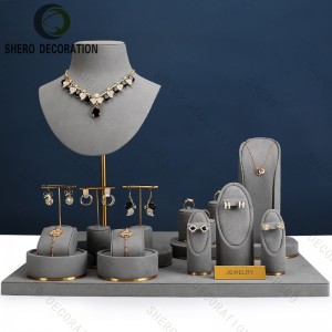 Custom Metal&Velvet Jewelry Display Stand Jewelry Holder Rings Earrings Necklace Exhibition Display Rack Jewelry Display Set