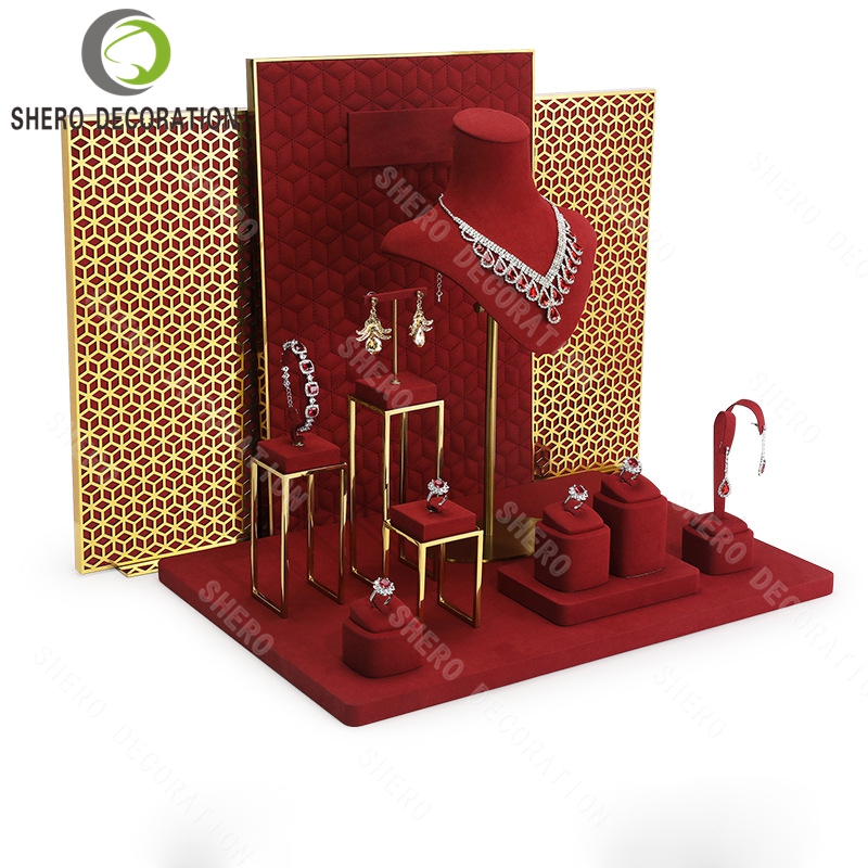 Custom Jewelry Display Showcase Set Necklace Earring and Ring Display Props for Boutique Store