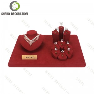 Custom Latest Design Fashion Microfiber Metal Frame Luxury Jewelry Window and Counter Display Set