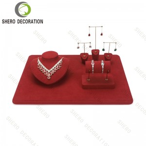 Custom Latest Design Fashion Microfiber Metal Frame Luxury Jewelry Window and Counter Display Set
