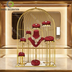 Luxury Necklace Jewelry Display Stand with Custom Velvet and Metal fine jewelry display set Customizable Color Logo