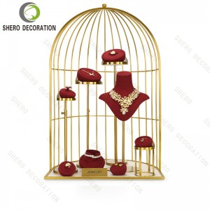 Luxury Necklace Jewelry Display Stand with Custom Velvet and Metal fine jewelry display set Customizable Color Logo