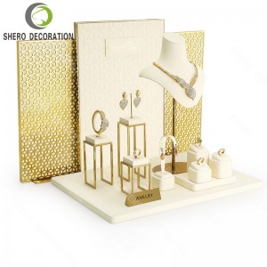 Custom Ring Jewelry Packaging Display Stand Tray Earring Necklace Bust Prop Luxury Jewelry Display Stand Set