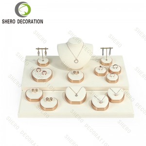 Custom LOGO Luxury Jewelry Rack Shop Jewelry Showcase Exhibitor Metal Jewelry Display Stand Set