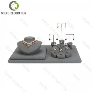 Boutique Jewelry Display Kit White Velvet Earring Holder Ring Stand Necklace Bust Props for Jewellery Shop Showcase
