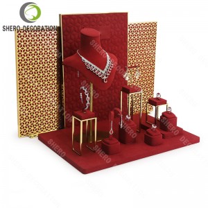 Microfiber Jewelry Display Set Custom Printed Logo Jewellery Display Props for Showcase Cabinet