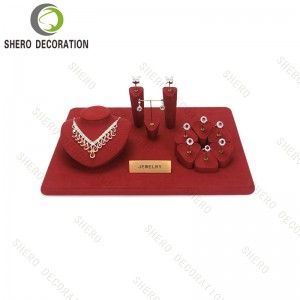 Custom Latest Design Fashion Microfiber Metal Frame Luxury Jewelry Window and Counter Display Set