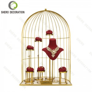 Luxury Necklace Jewelry Display Stand with Custom Velvet and Metal fine jewelry display set Customizable Color Logo