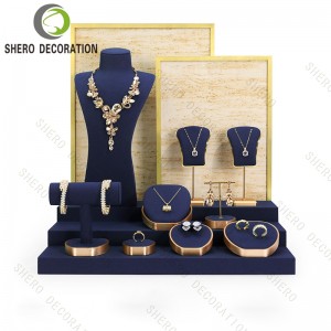 Luxury Jewelry Display Set Store Showcase Exhibitor Counter Display Ring Necklace Earring Jewelry Display Stand Set