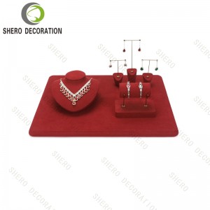 Custom Latest Design Fashion Microfiber Metal Frame Luxury Jewelry Window and Counter Display Set