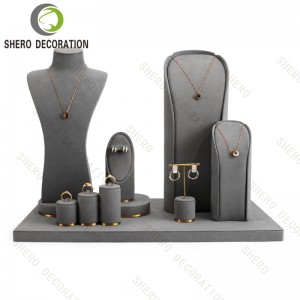 Custom Metal&Velvet Jewelry Display Stand Jewelry Holder Rings Earrings Necklace Exhibition Display Rack Jewelry Display Set