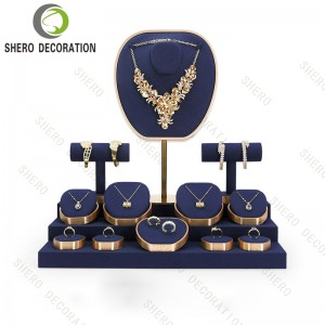Luxury Jewelry Display Set Store Showcase Exhibitor Counter Display Ring Necklace Earring Jewelry Display Stand Set