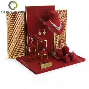 Microfiber Jewelry Display Set Custom Printed Logo Jewellery Display Props for Showcase Cabinet