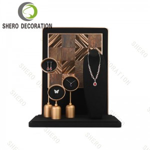 Custom LOGO Luxury Jewelry Rack Shop Jewelry Showcase Exhibitor Metal Jewelry Display Stand Set