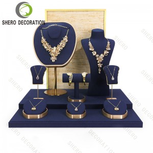 Luxury Jewelry Display Set Store Showcase Exhibitor Counter Display Ring Necklace Earring Jewelry Display Stand Set