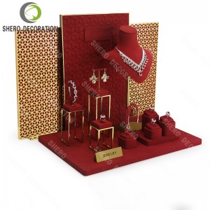 Microfiber Jewelry Display Set Custom Printed Logo Jewellery Display Props for Showcase Cabinet