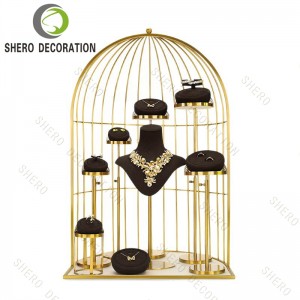 High End Microfibier Handmade Velvet Jewellery Display Props Custom Jewelry Display Stand Set for Store