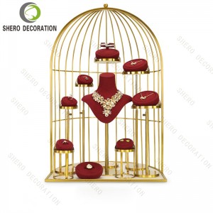 Luxury Necklace Jewelry Display Stand with Custom Velvet and Metal fine jewelry display set Customizable Color Logo